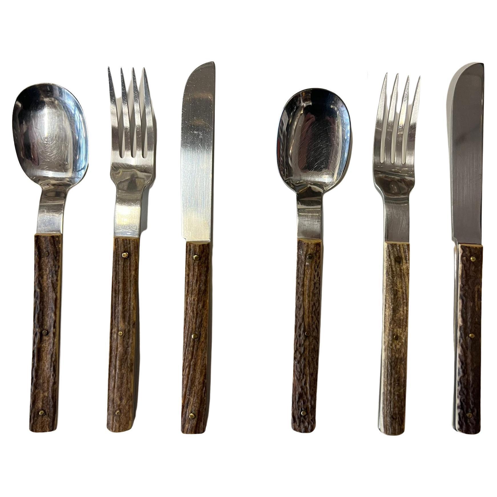 Amboss cutlery with antler handles Austria, 1960s 
Set of 6 for two, good original condition.