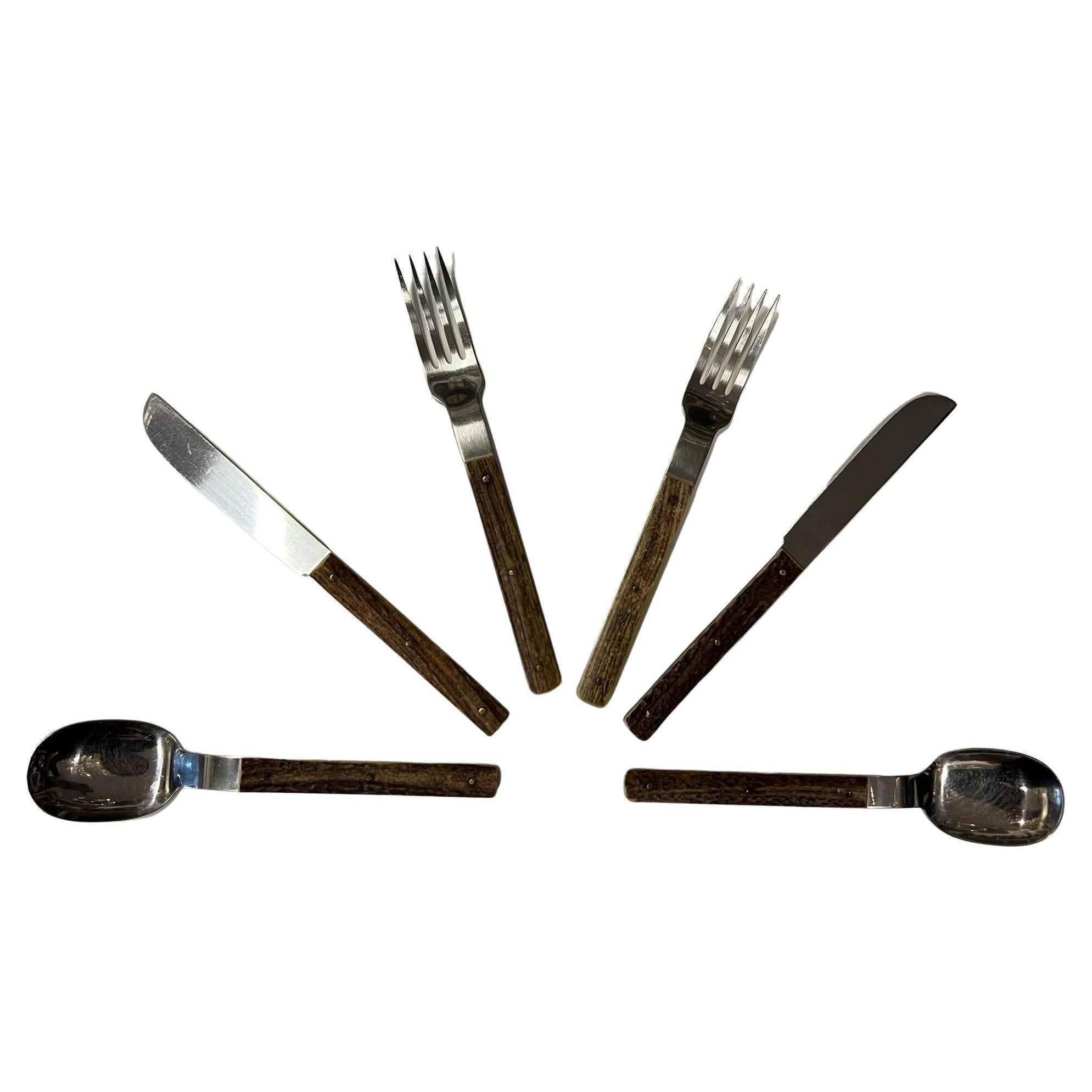 Amboss Cutlery with Antler Handles Austria, 1960s In Good Condition For Sale In Vienna, AT