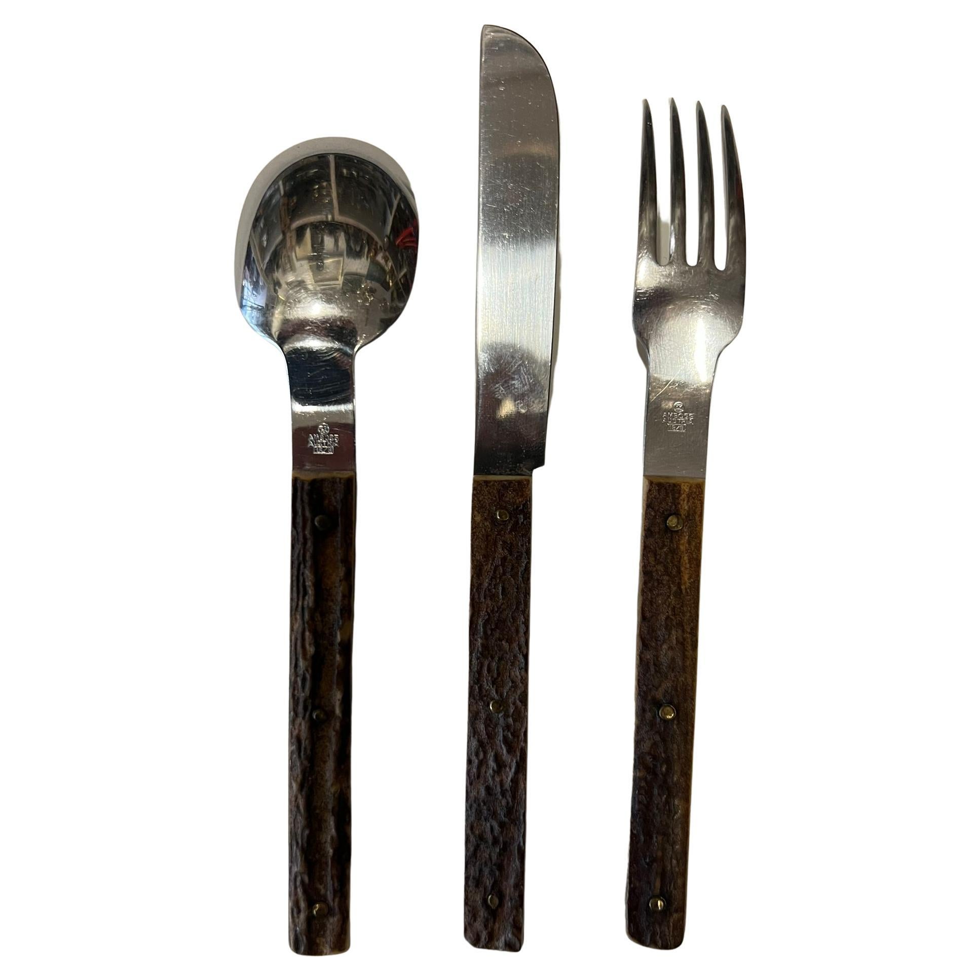 Mid-20th Century Amboss Cutlery with Antler Handles Austria, 1960s For Sale