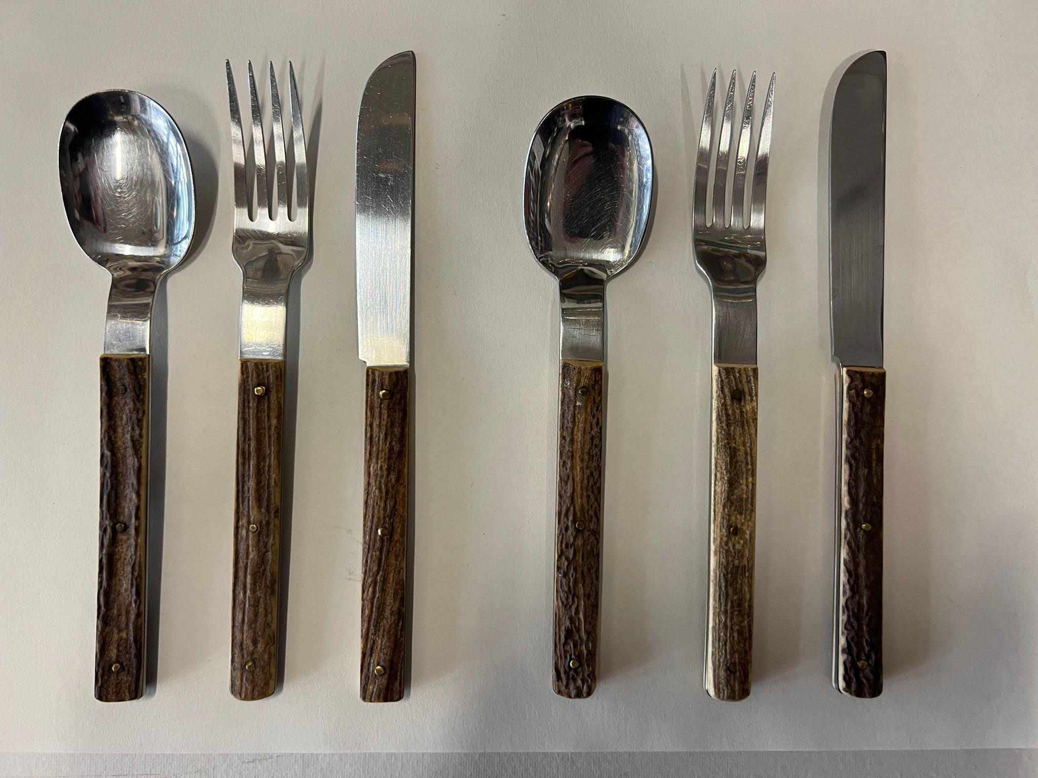 Amboss Besteck mit Geweihgriffen Österreich, 1960er Jahre im Angebot 1