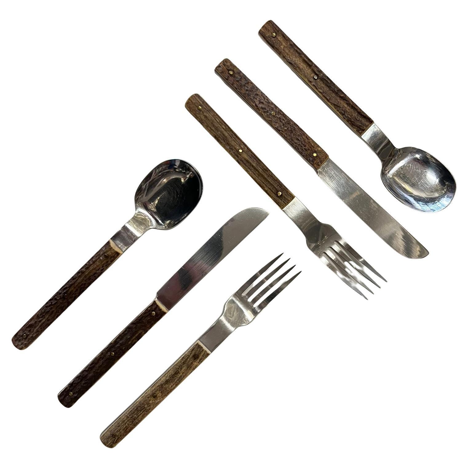 Amboss Besteck mit Geweihgriffen Österreich, 1960er Jahre