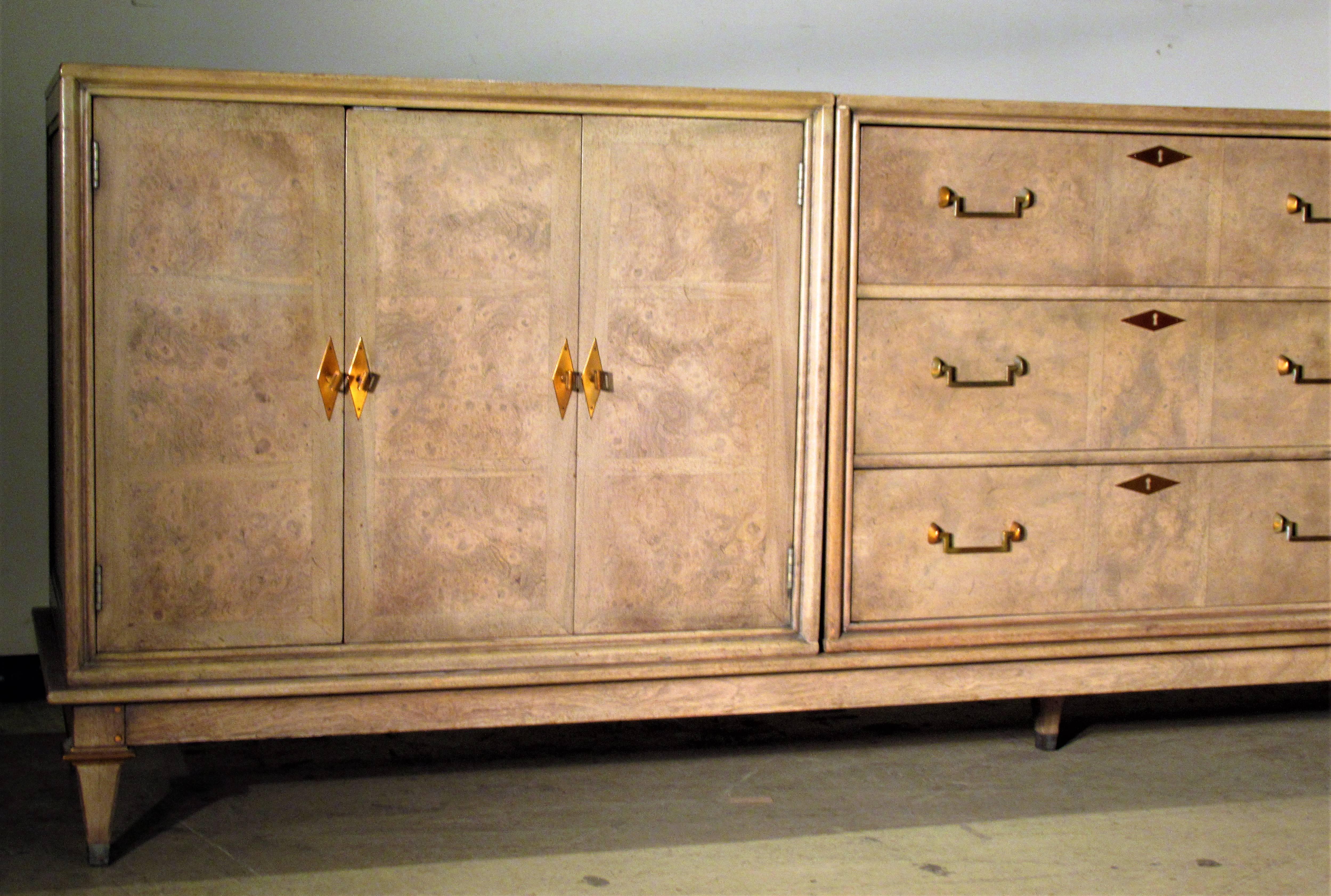 Amboyna Burl Credenza by Bernhard Rohne for Mastercraft In Good Condition In Rochester, NY