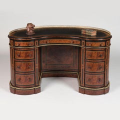 Amboyna Burl Kidney Desk with Gilt Bronze, attributed to Gillows, circa 1870