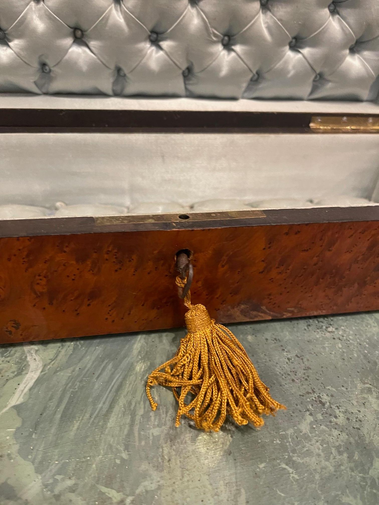 Amboyna Burl Wood and Brass-Inlaid Glove Box, Late 19th Century For Sale 2