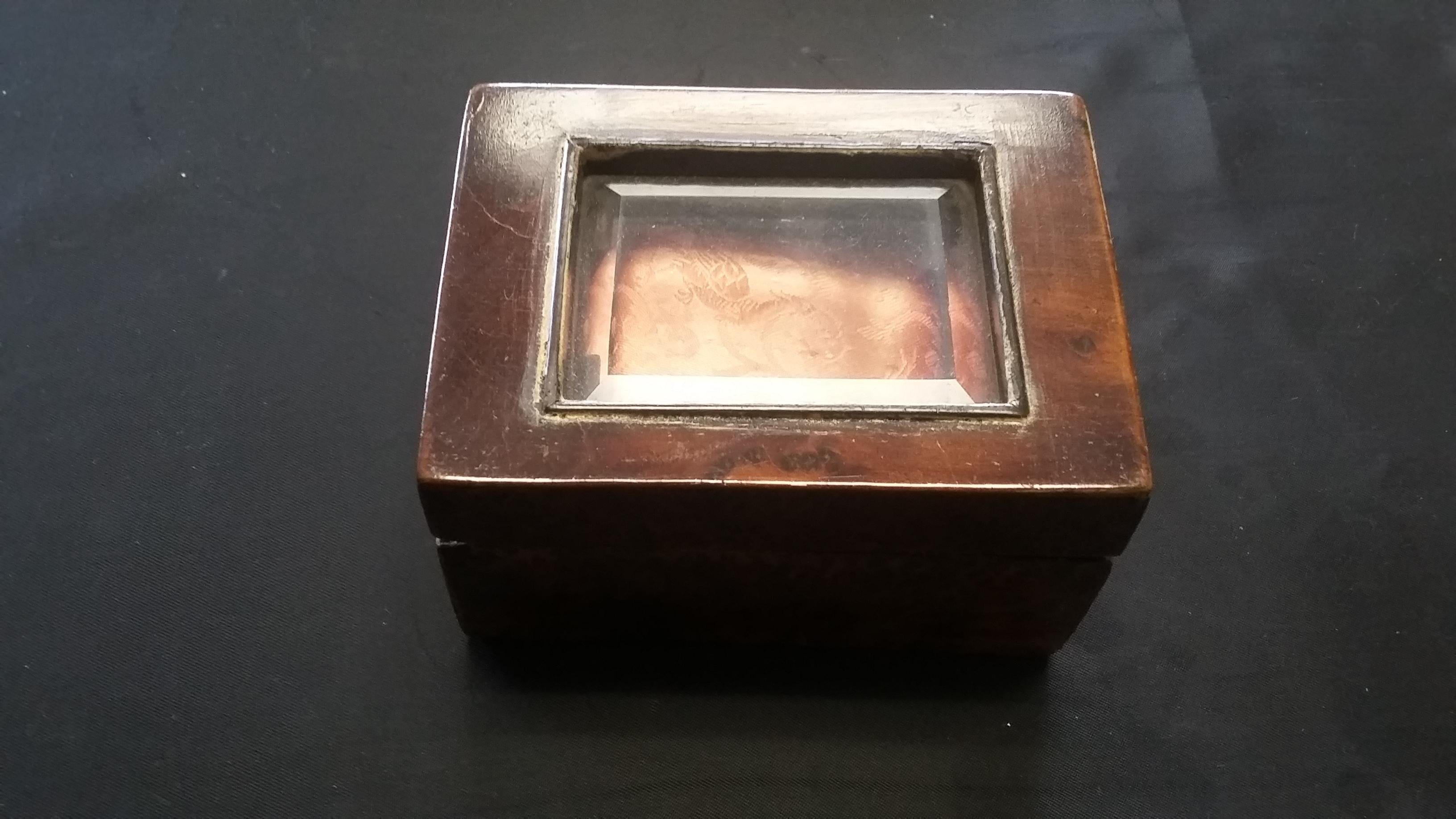 19th Century Amboyna Display Box with Beveled Glass For Sale