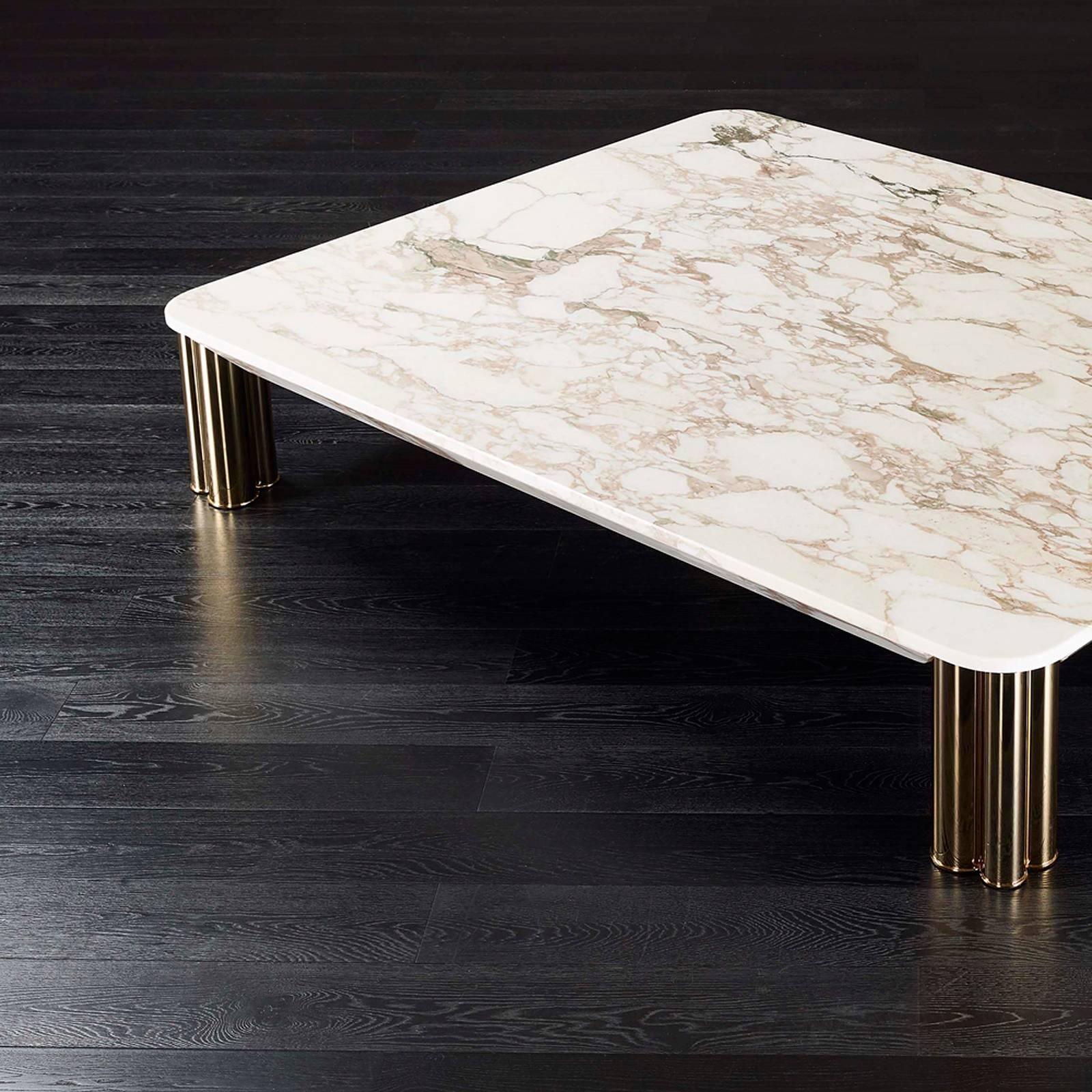 Italian Ambra Coffee Table with Calacatta Oro Marble Top For Sale
