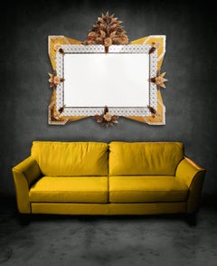 "Ambra" Contemporary Murano Glass Mirror by Fratelli Tosi Murano