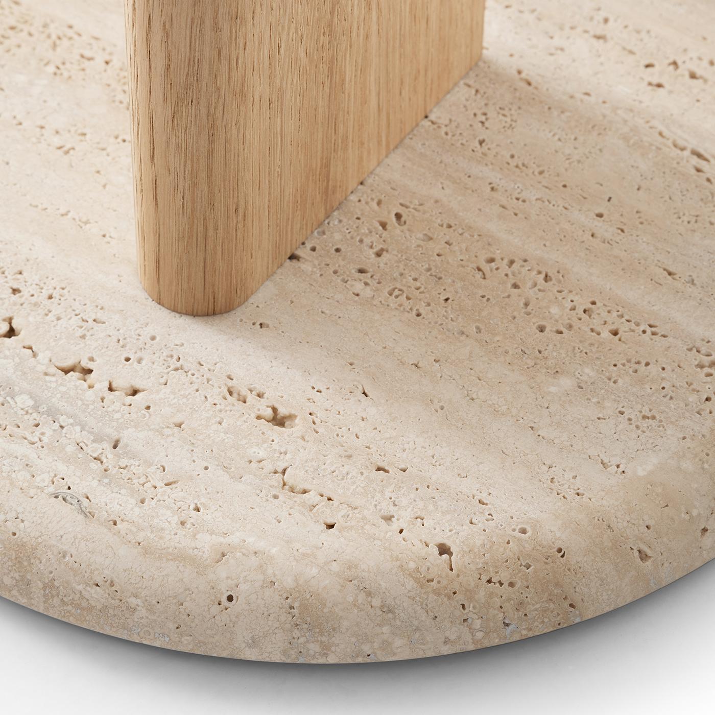 Ambrogio Basso Beige Oak Side Table with Roman Travertine Marble Base im Angebot 2