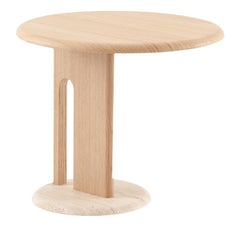 Ambrogio Basso Beige Oak Side Table with Roman Travertine Marble Base