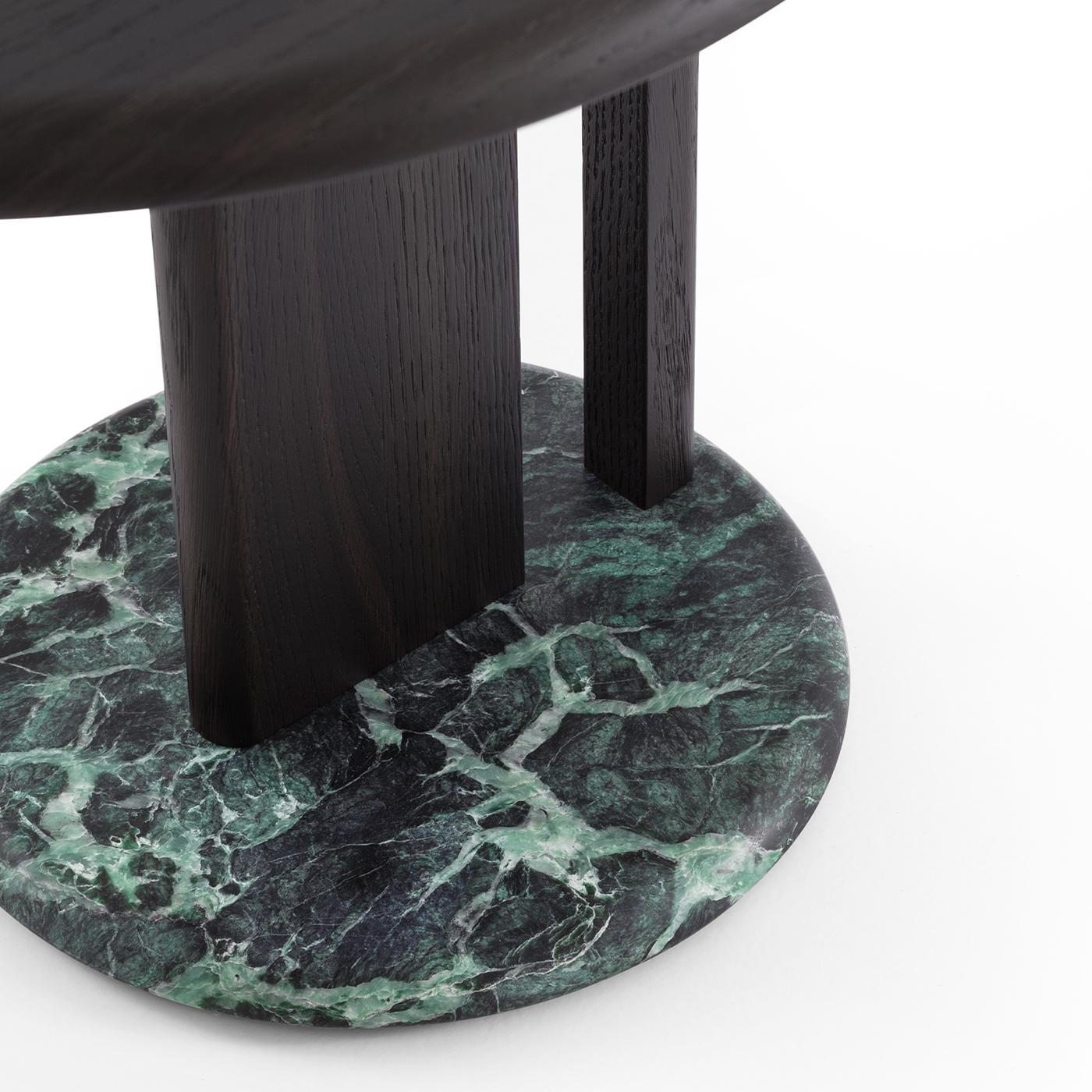 Italian Ambrogio Basso Round Black Side Table with Alps Green Marble Base For Sale