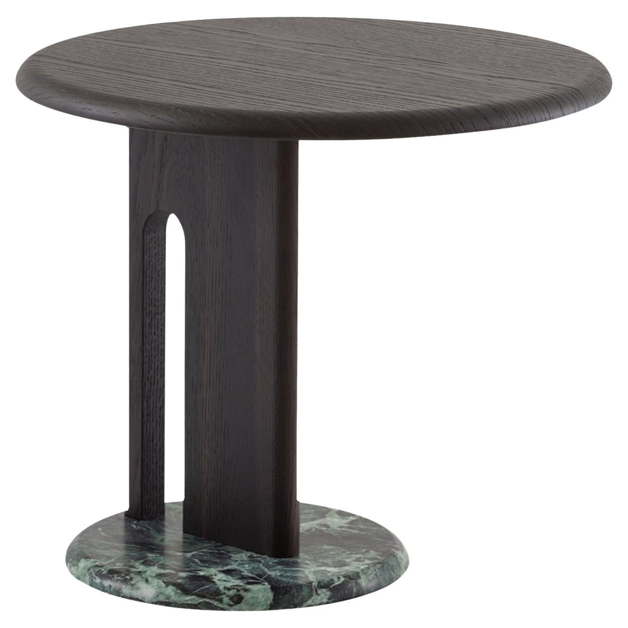 Ambrogio Basso Round Black Side Table with Alps Green Marble Base