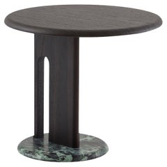Ambrogio Basso Round Black Side Table with Alps Green Marble Base