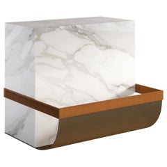 Ambrogio Contemporary Side Table in Marble and Metal by Secolo