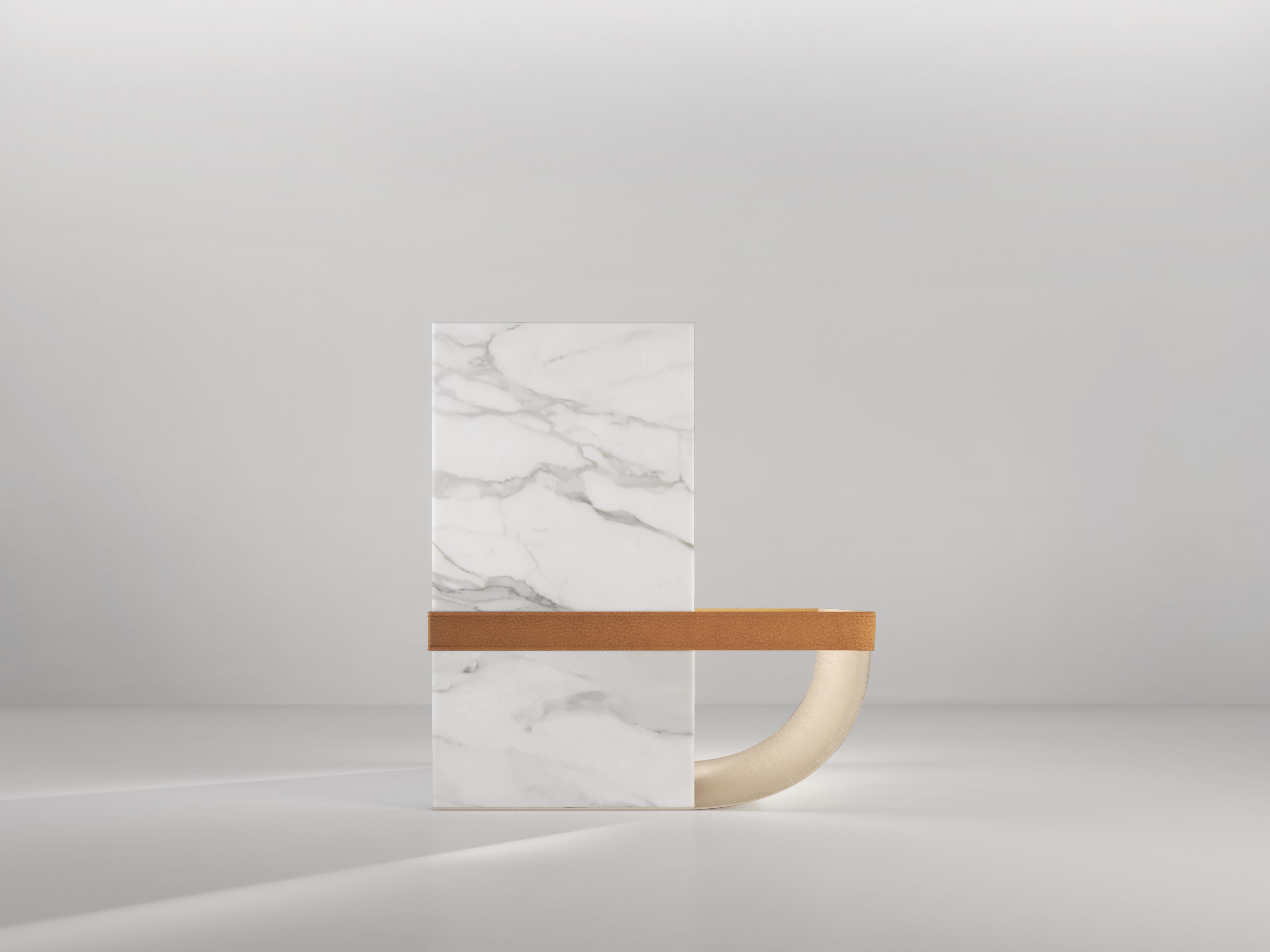 Ambrogio Contemporary Side Table in Marble and Metal In New Condition For Sale In London, GB