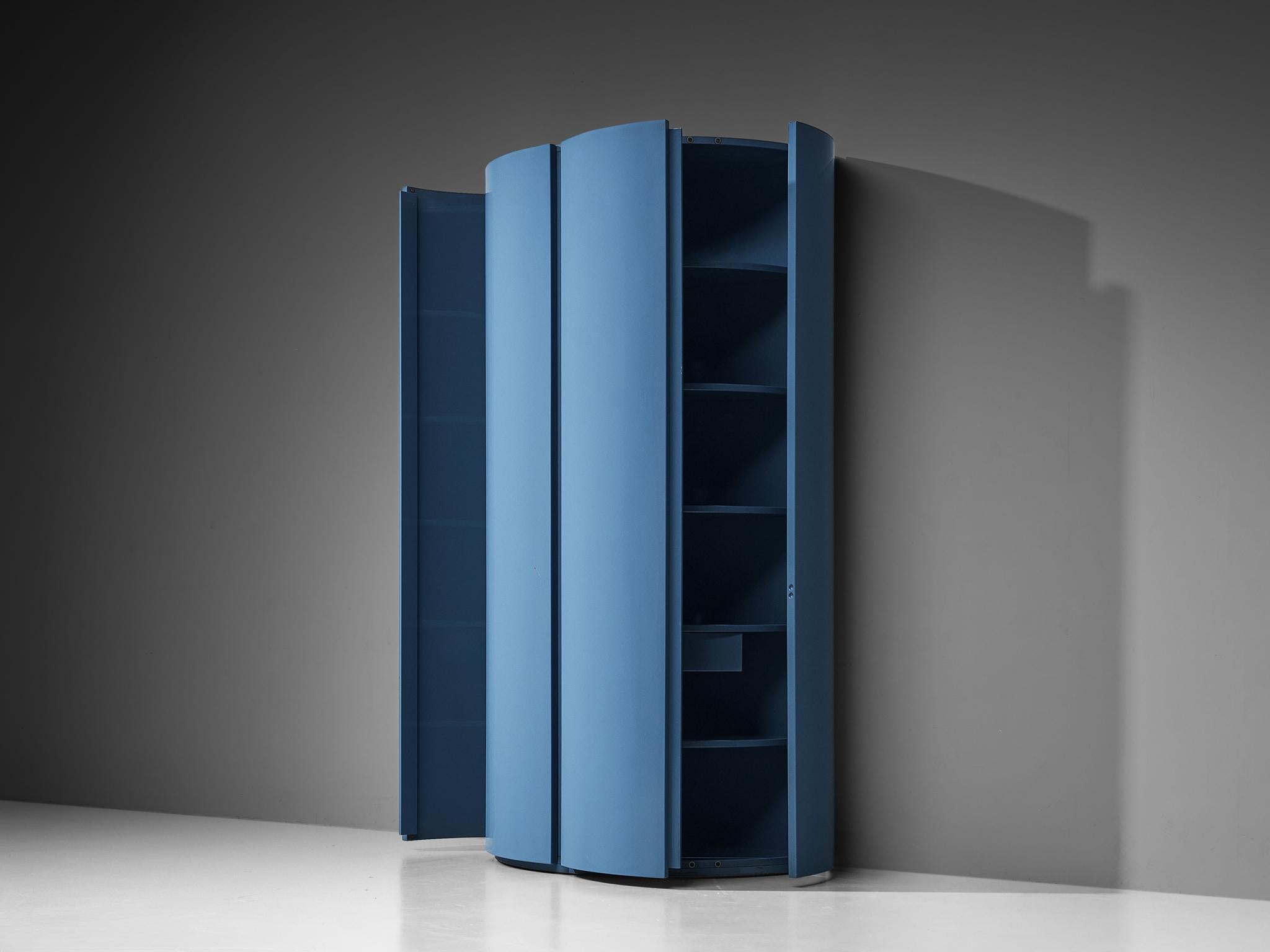 Italian Ambrogio Tresoldi e Alberto Salvati Wardrobe Cabinet in Purple Blue Wood For Sale