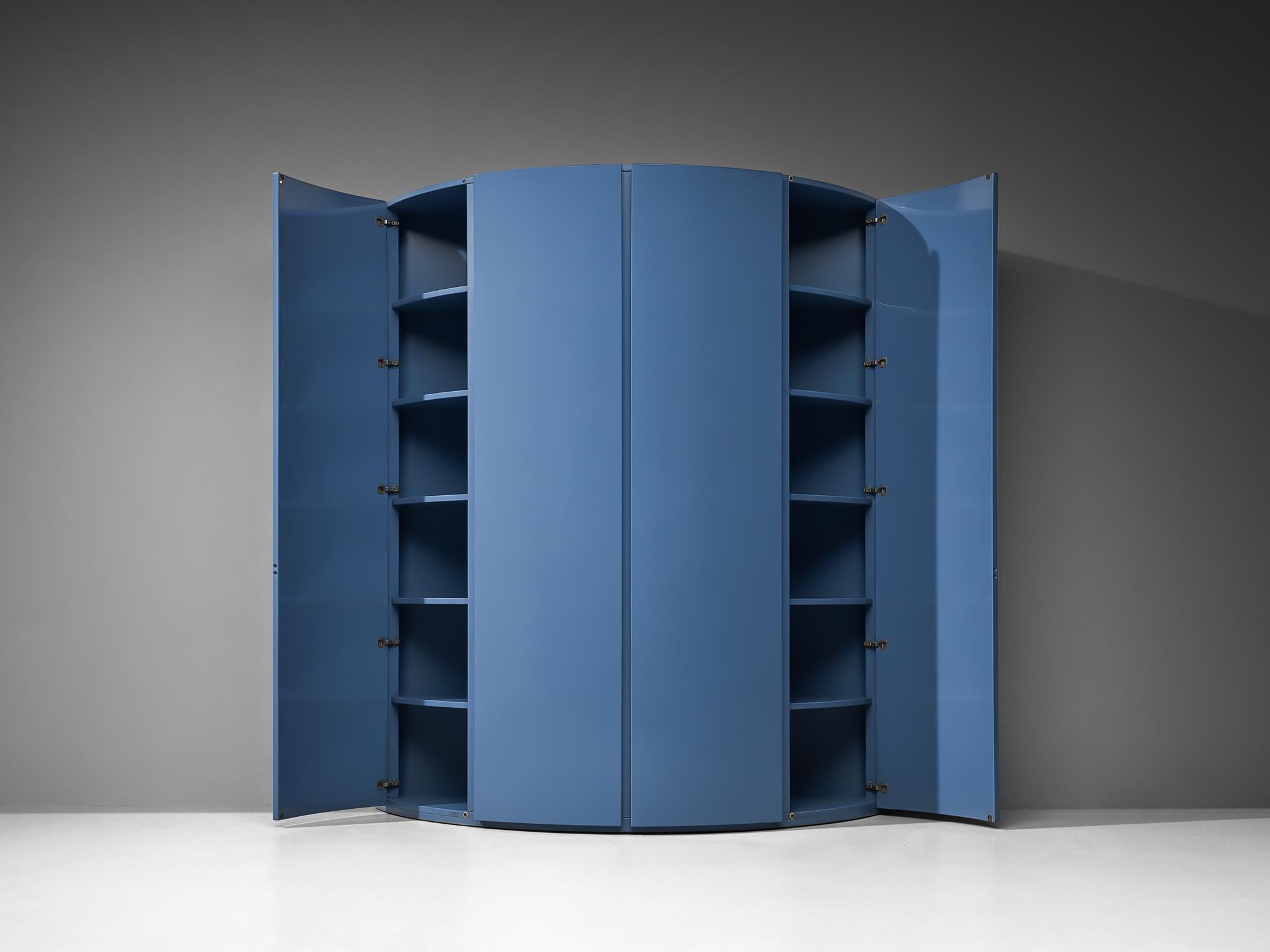 Italian Ambrogio Tresoldi e Alberto Salvati Wardrobe Cabinet in Purple Blue Wood For Sale