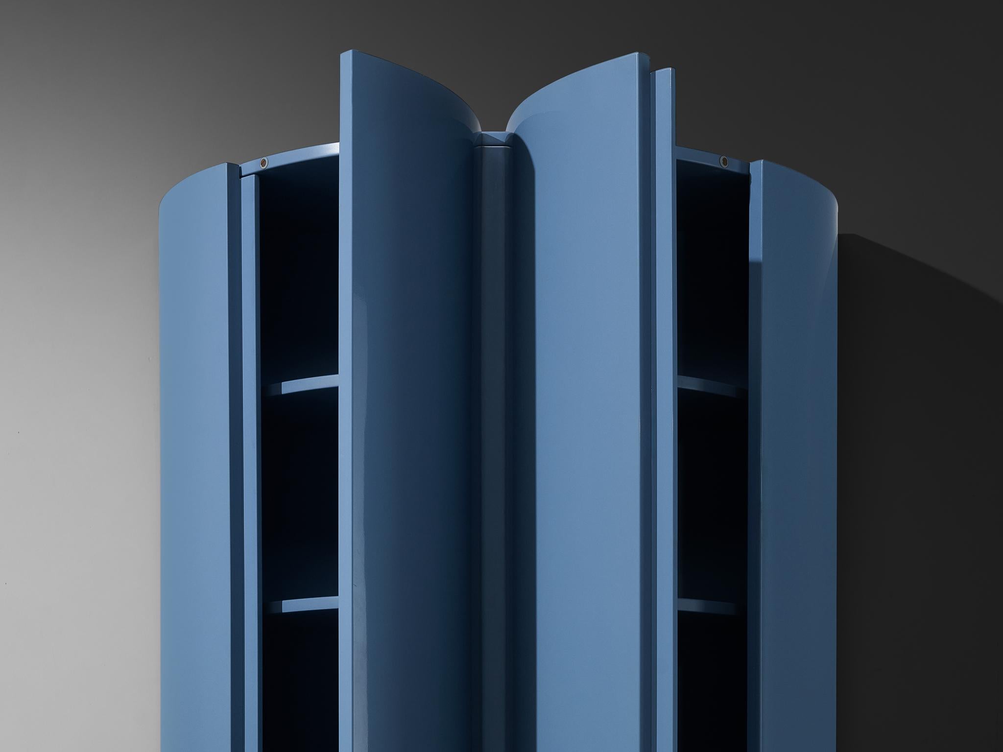 Ambrogio Tresoldi e Alberto Salvati Wardrobe Cabinet in Purple Blue Wood In Good Condition For Sale In Waalwijk, NL