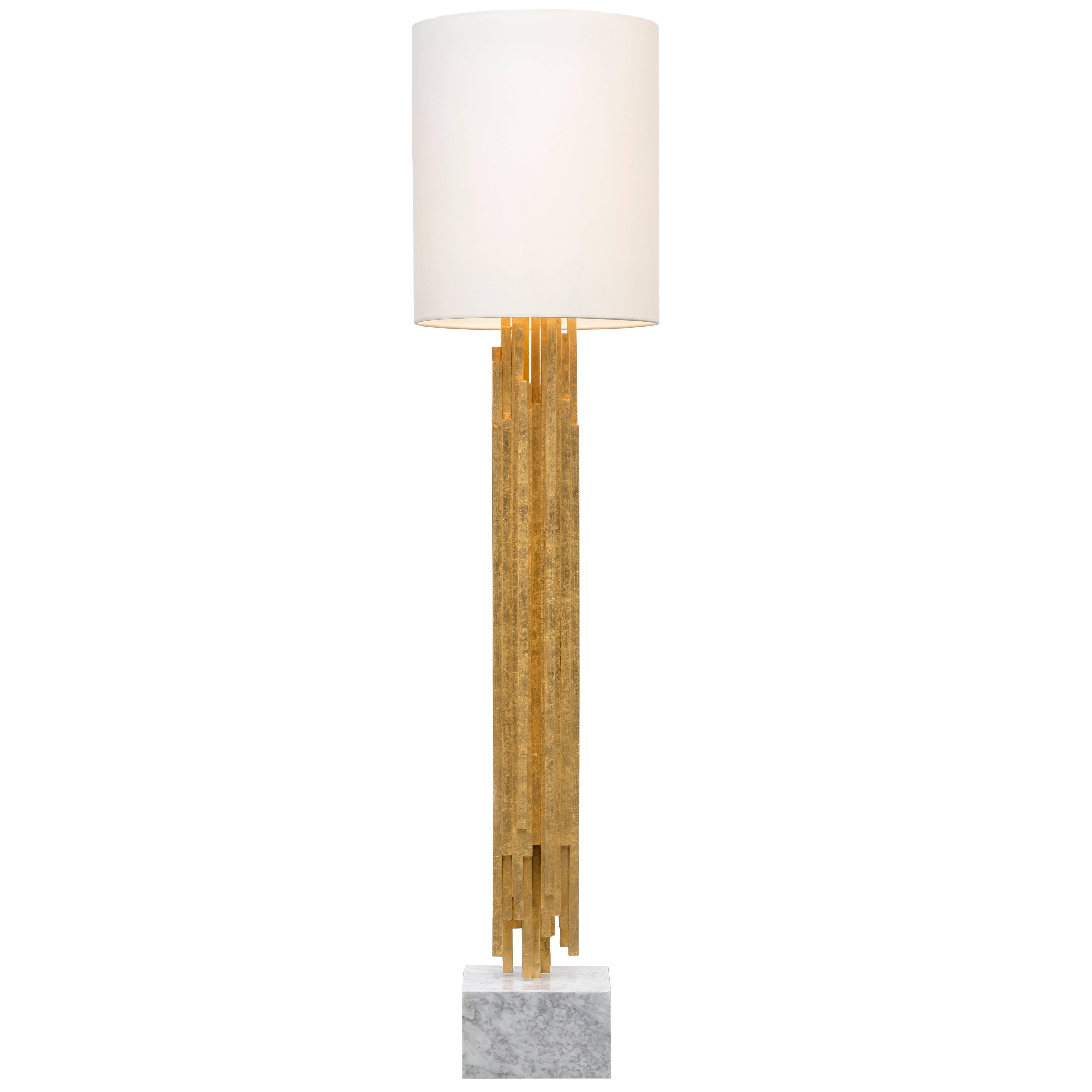 AMBROISE FLOORLAMP - Modern Gold Leaf Floorlamp with Carrara Marble Base