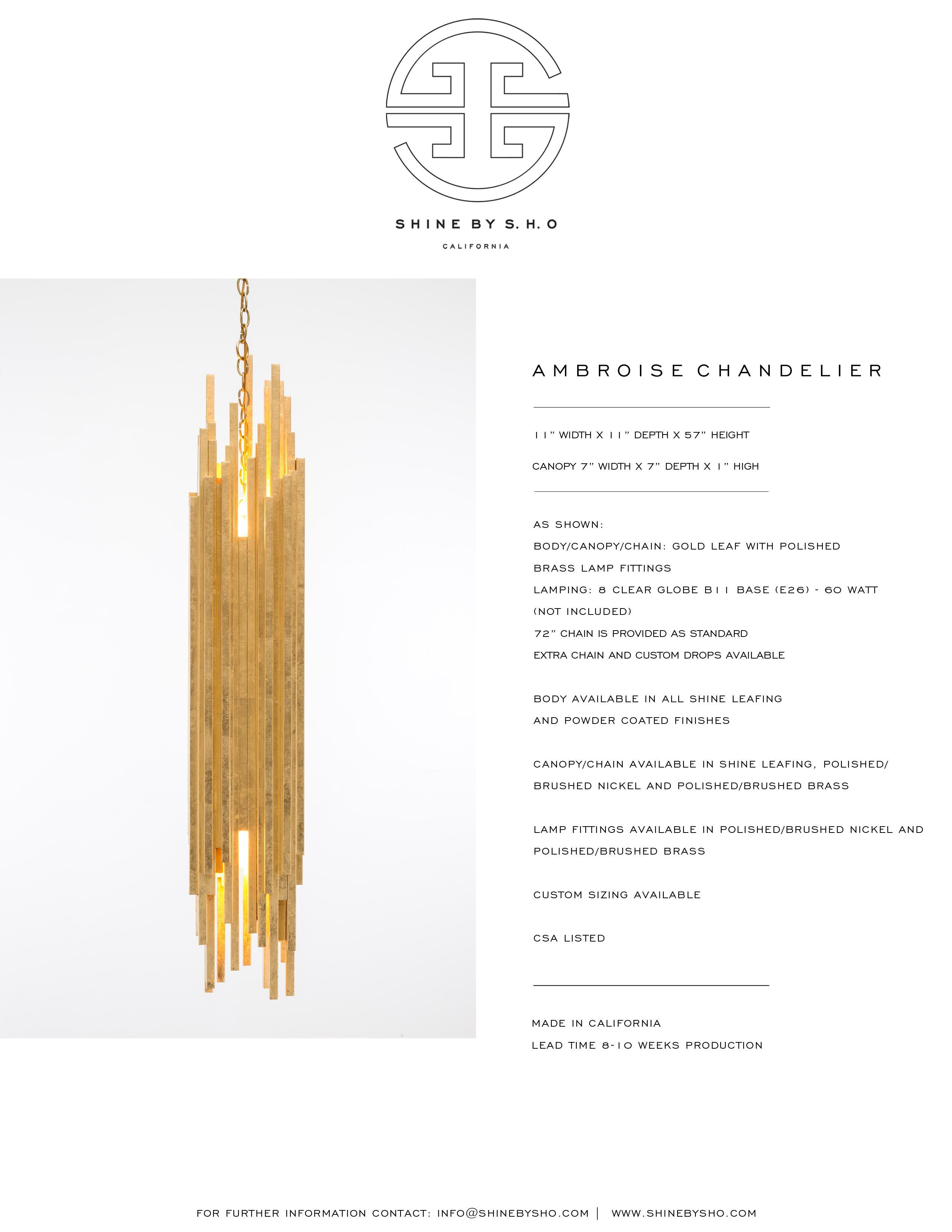 Contemporary AMBROISE PENDANT - Modern Asymmetrical Gold Leaf Pendant  For Sale