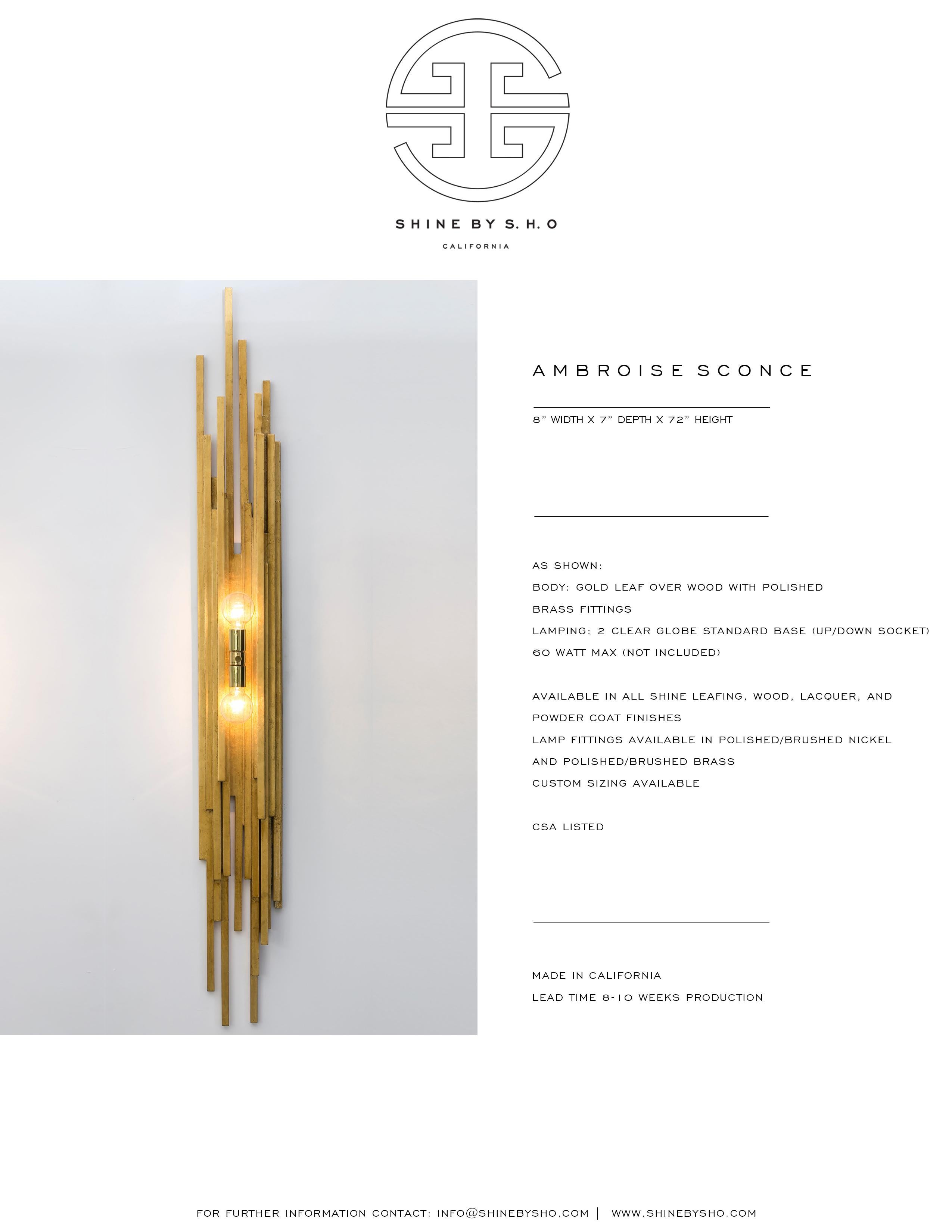 AMBROISE SCONCE - Modern Gold Leaf Sconce with Brass Details For Sale 4