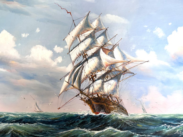 Ambrose - Abrose Large Oil painting on canvas, Seascape, Sailing