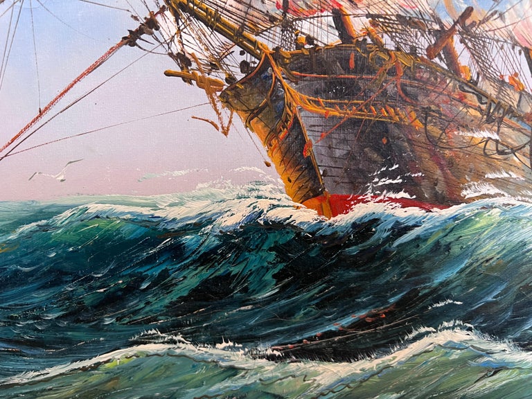 Ambrose - Abrose Large Oil painting on canvas, Seascape, Sailing