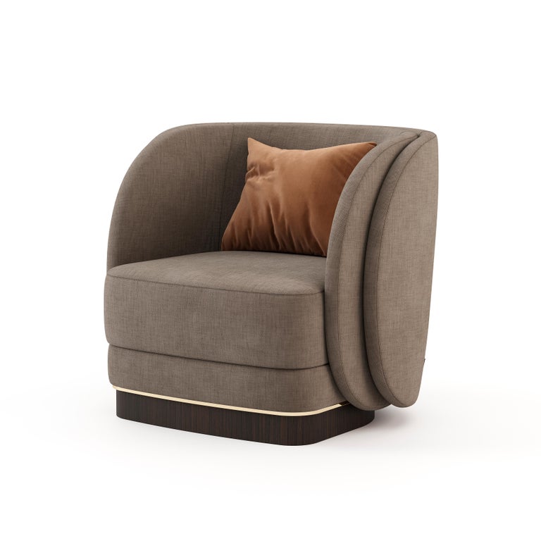 Modern Ambrose Armchair, Portuguese 21st Century Contemporary Upholstered with Fabric For Sale