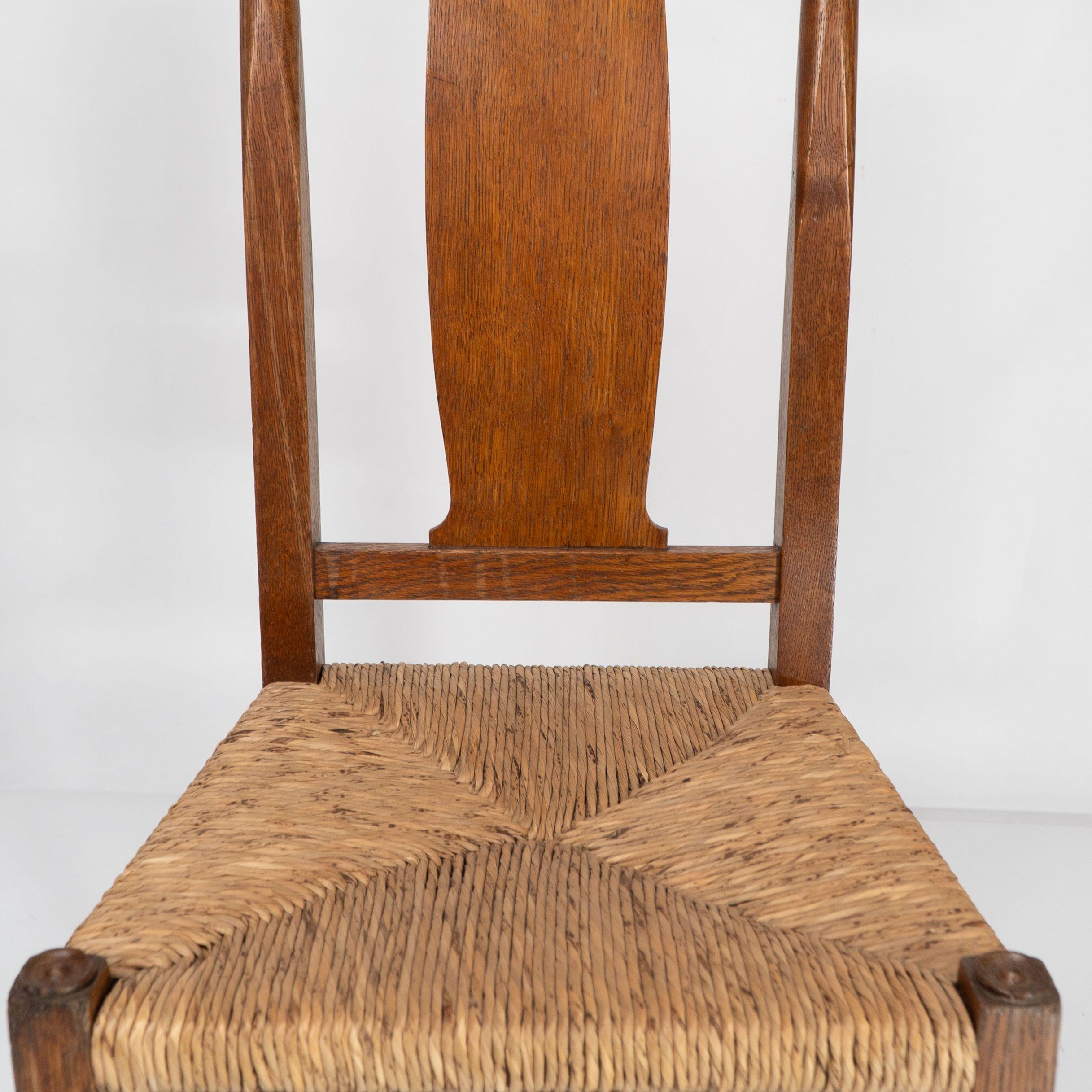 Ambrose Heals for Heals of London. A pair of Arts and Crafts rush seated chairs For Sale 8