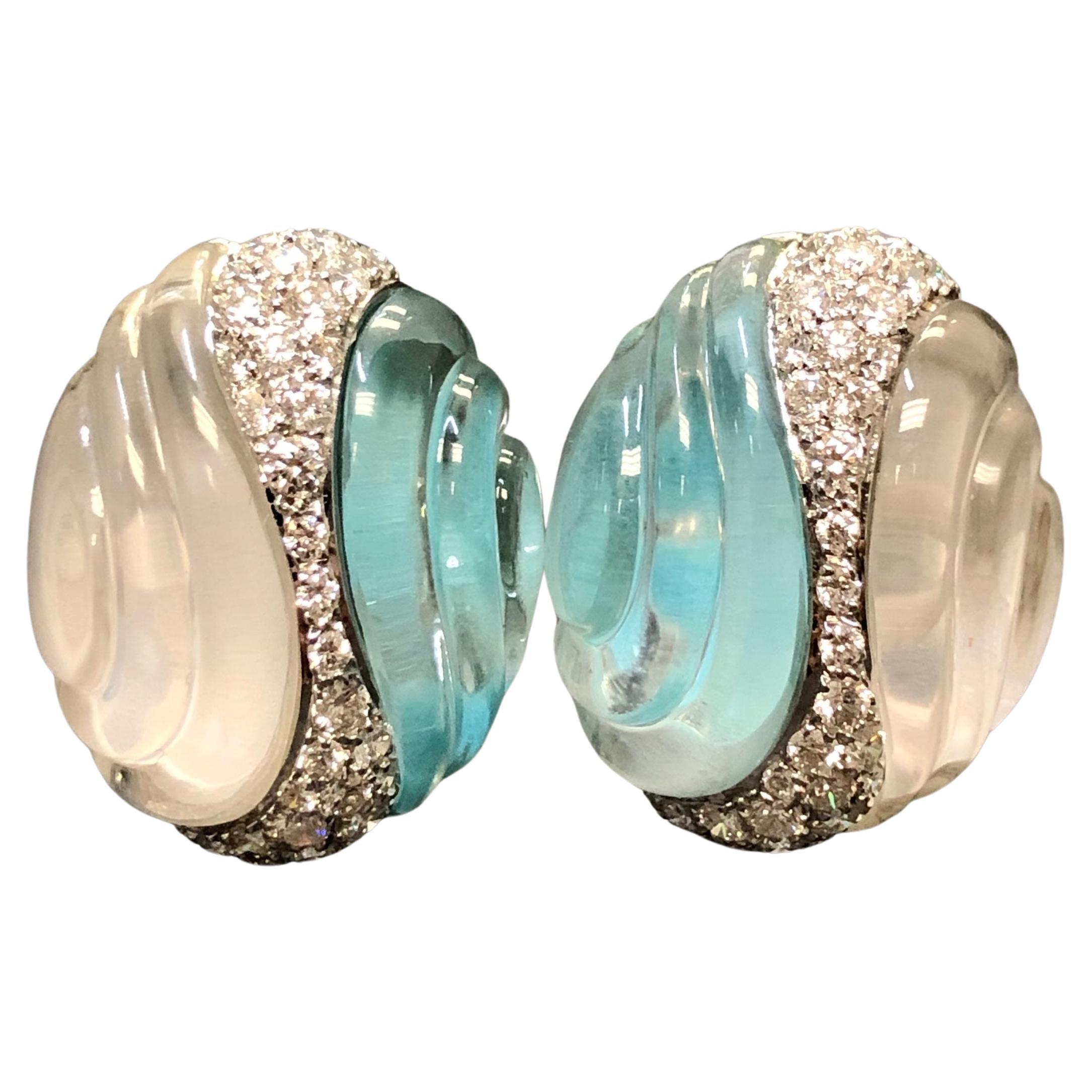 Antique Aquamarine Clipon Earrings 71 For Sale at 1stDibs
