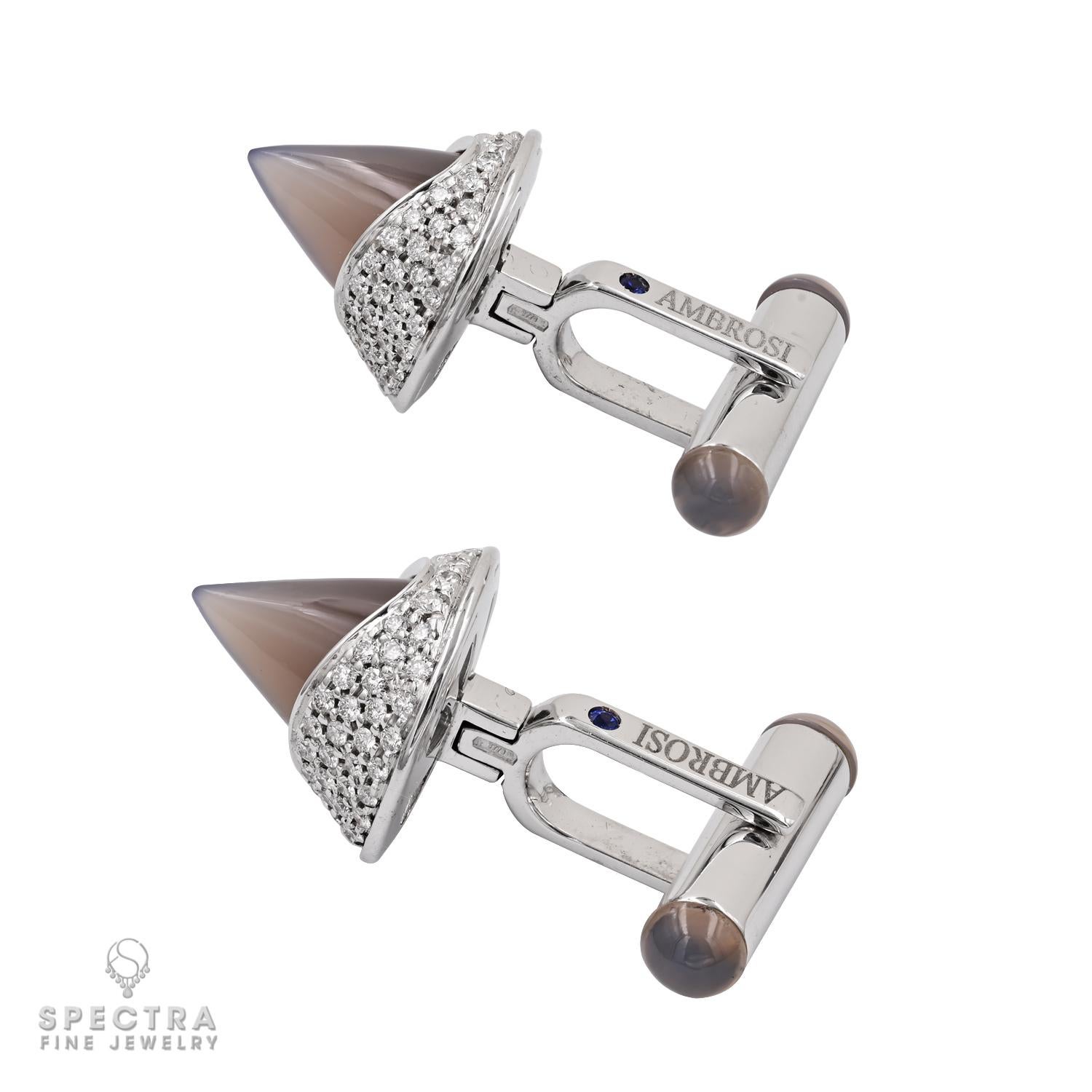 Contemporaneo Gemelli Ambrosi in oro 18k con diamante e pietra di luna in vendita