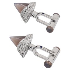 Ambrosi 18k Gold Diamond Moonstone Cufflinks