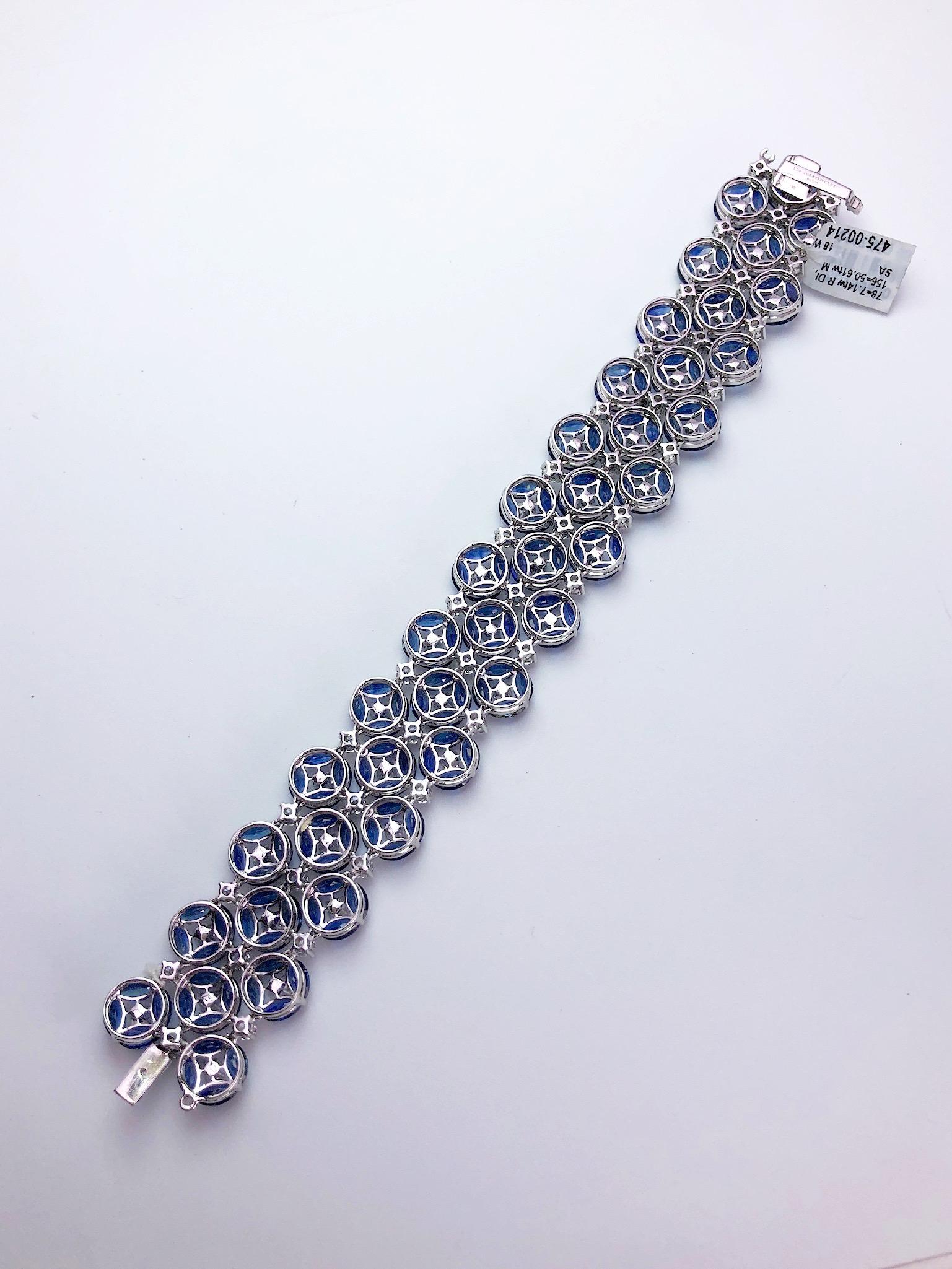 Modern Ambrosi 18 Karat Gold Bracelet with 50.61 Carat Sapphire and 7.14 Carat Diamonds For Sale