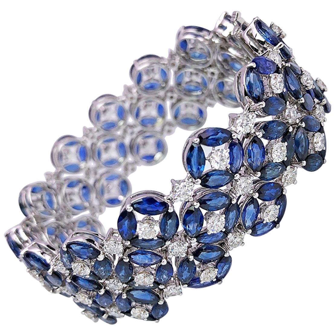 Ambrosi 18 Karat Gold Bracelet with 50.61 Carat Sapphire and 7.14 Carat  Diamonds For Sale at 1stDibs