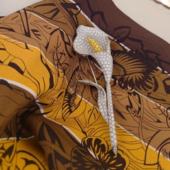 Ambrosi 18 Karat Gold Diamond Calla Lily Brooch with Yellow Diamonds Center