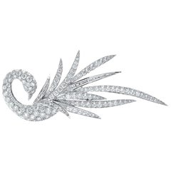 Broche Swan en or 18KT d'Ambrosi, 10,96 carats, diamants baguettes et ronds