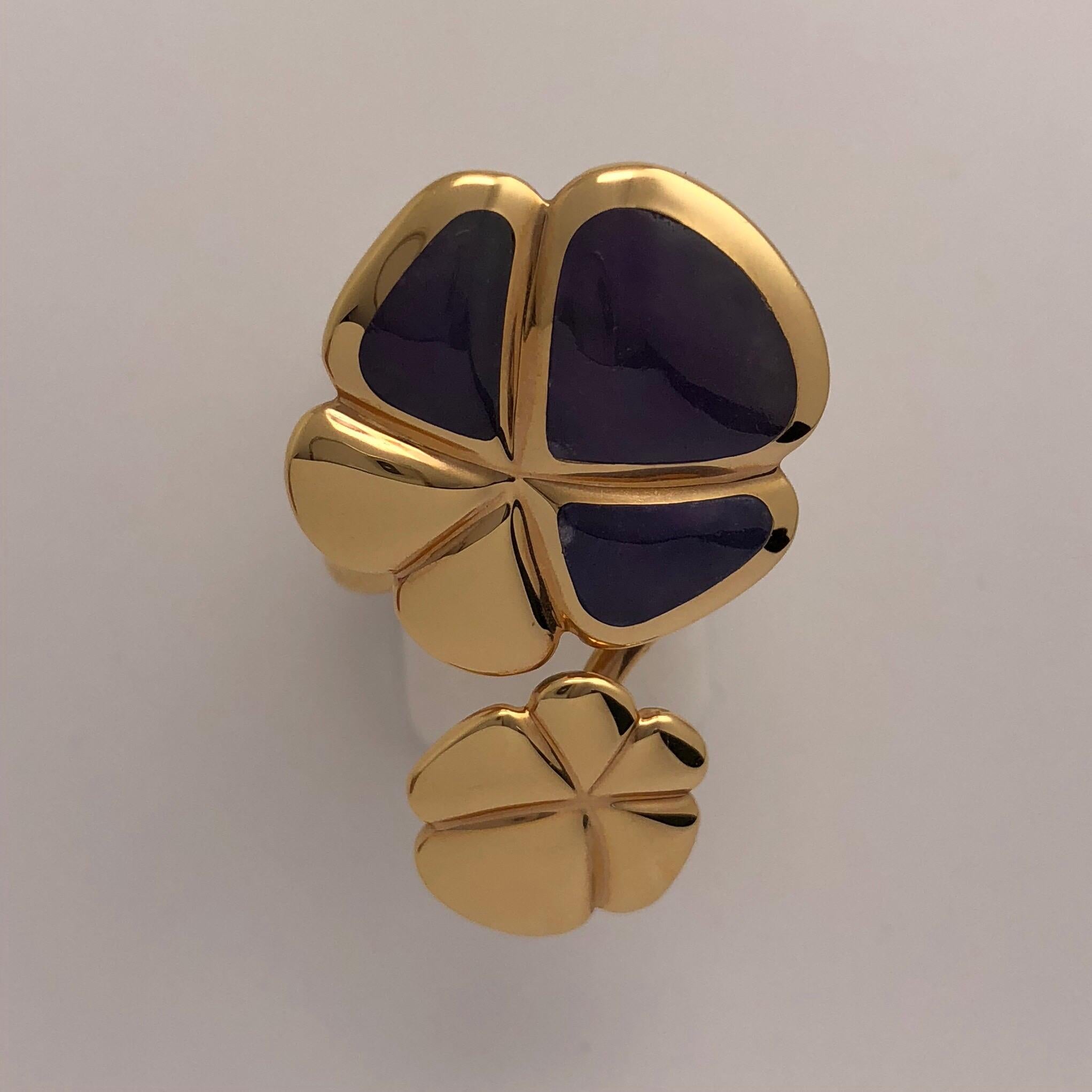 Ambrosi Cellini Exclusive 18 Karat Rose Gold and Lavender Jade Clover Ring In New Condition For Sale In New York, NY