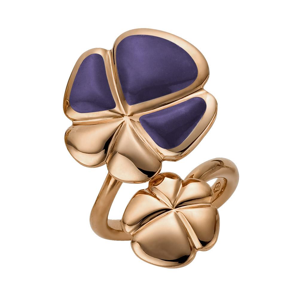 Ambrosi Cellini Exclusive 18 Karat Rose Gold and Lavender Jade Clover Ring For Sale