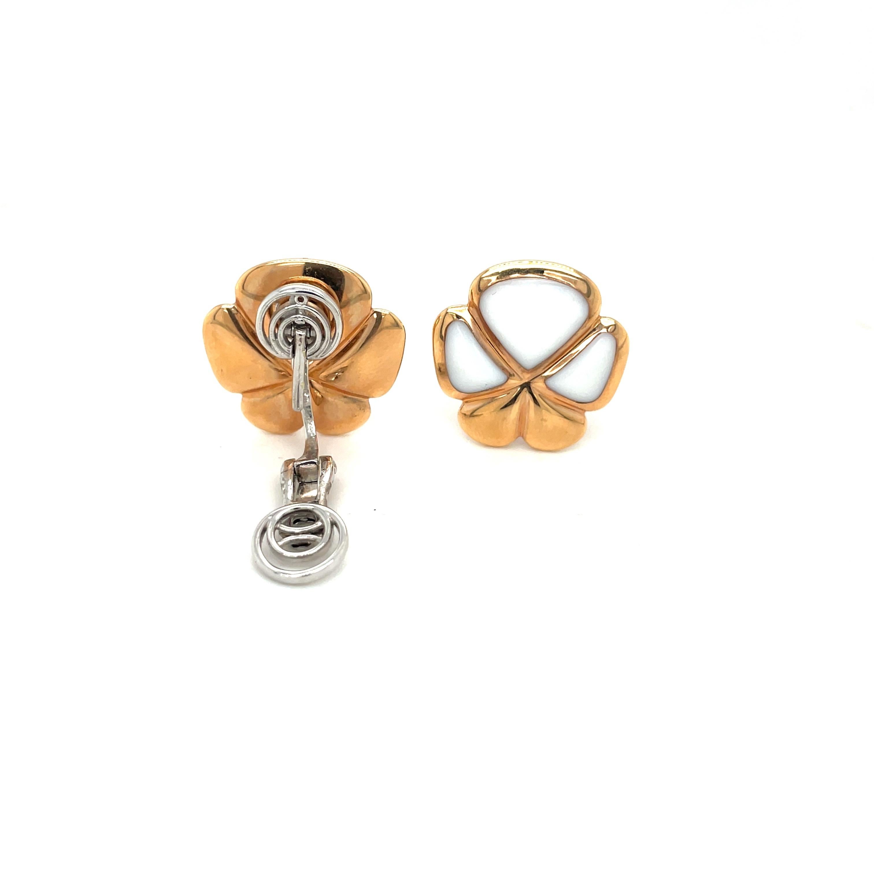 Contemporain Ambrosi & Cellini, boucles d'oreilles trèfle en or rose 18 carats et or blanc Kogolong en vente