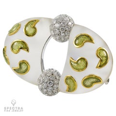 Ambrosi 18K Gold Diamond Tourmaline Abstract Brooch, Italy 2018