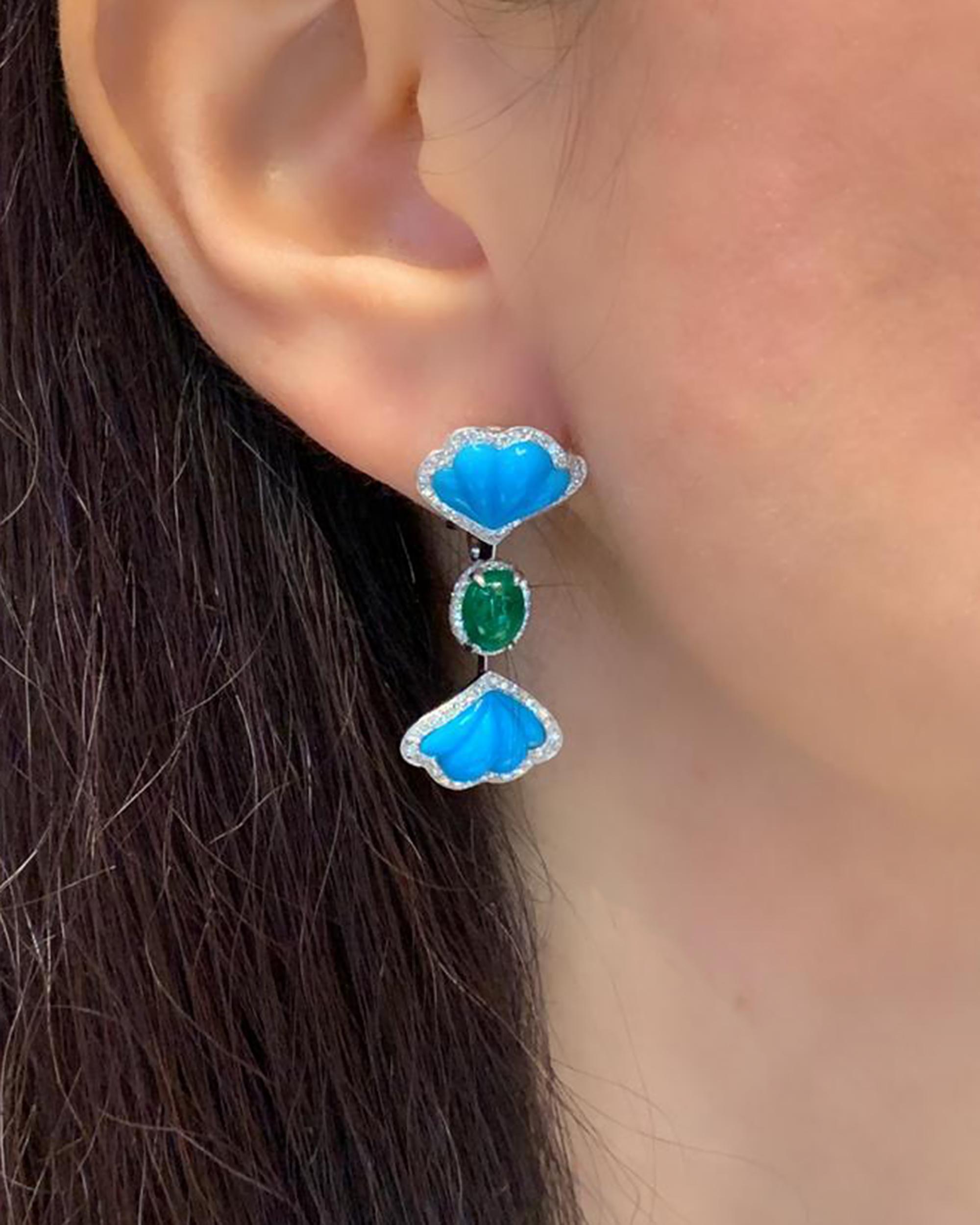 Cabochon Ambrosi Contemporary Gemstone Demi-Parure Suite For Sale