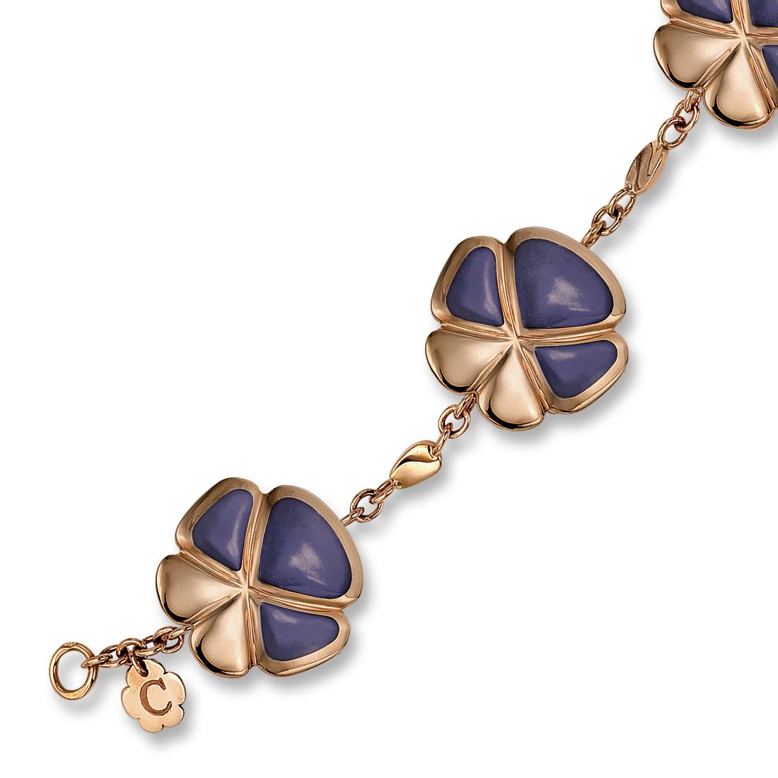 Rose Cut Ambrosi Exclusive 18 Karat Rose Gold and Lavender Jade Bracelet For Sale