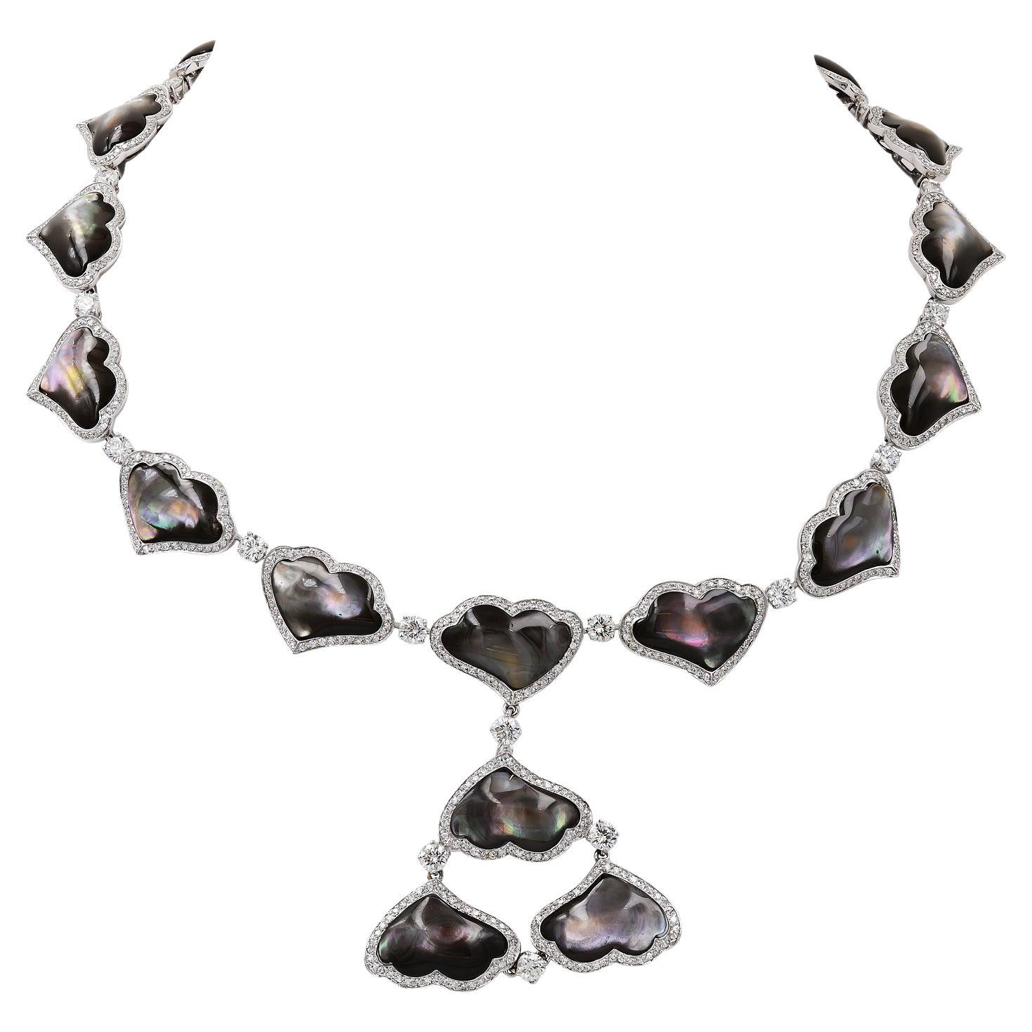 Ambrosi Mother-of-Pearl Diamond Pendant Necklace