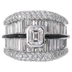 Ambrosi Platinum Diamond Enamel Wide Ring