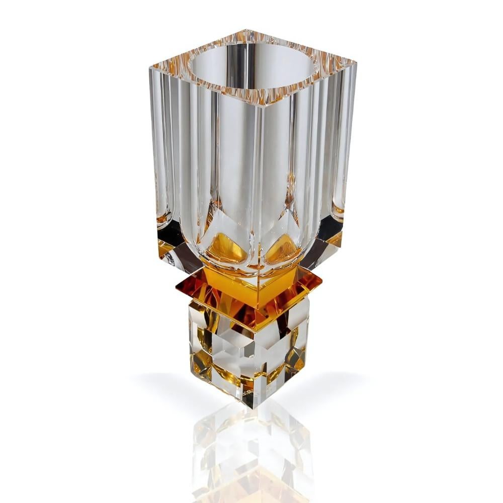 Mid-Century Modern Ambrosià Handcrafted Crystal Flower Vase – Unique Artisanal Home Accent For Sale