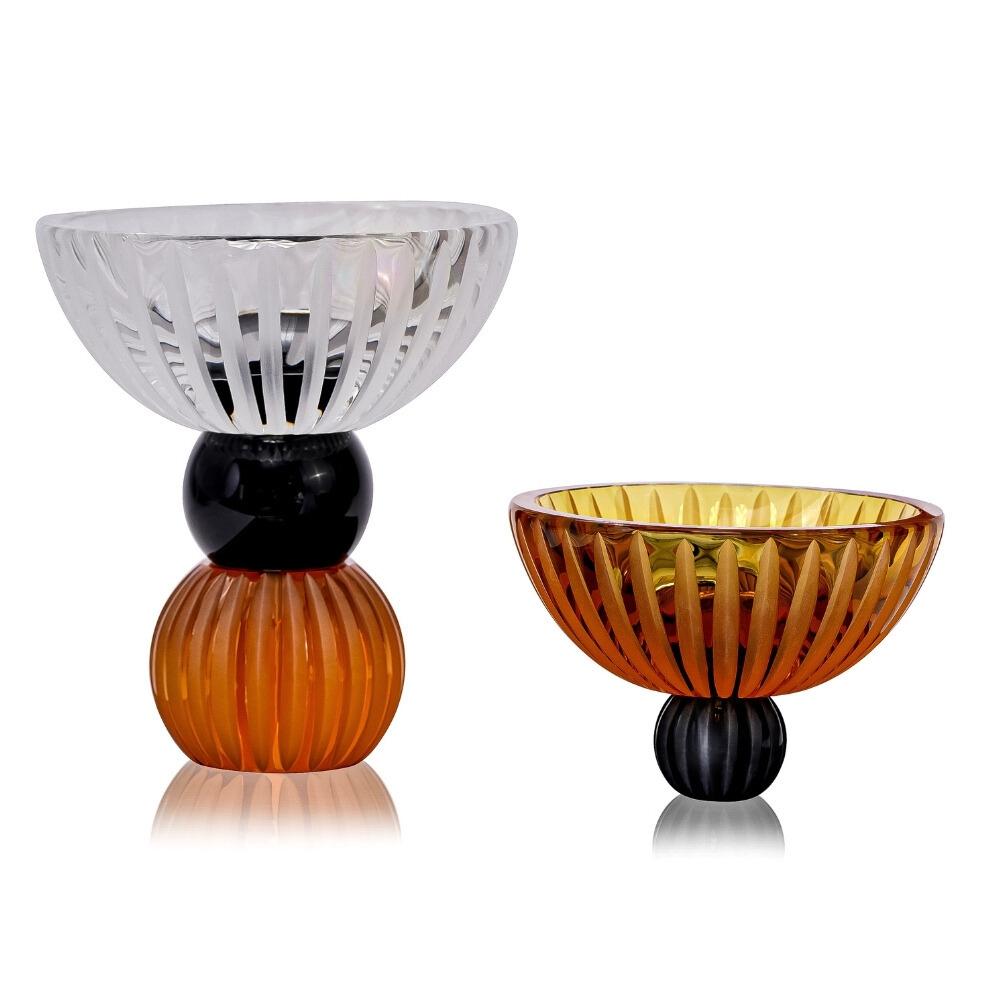 Contemporary Ambrosiá Handmade Crystal Decorative Bowl Set For Sale