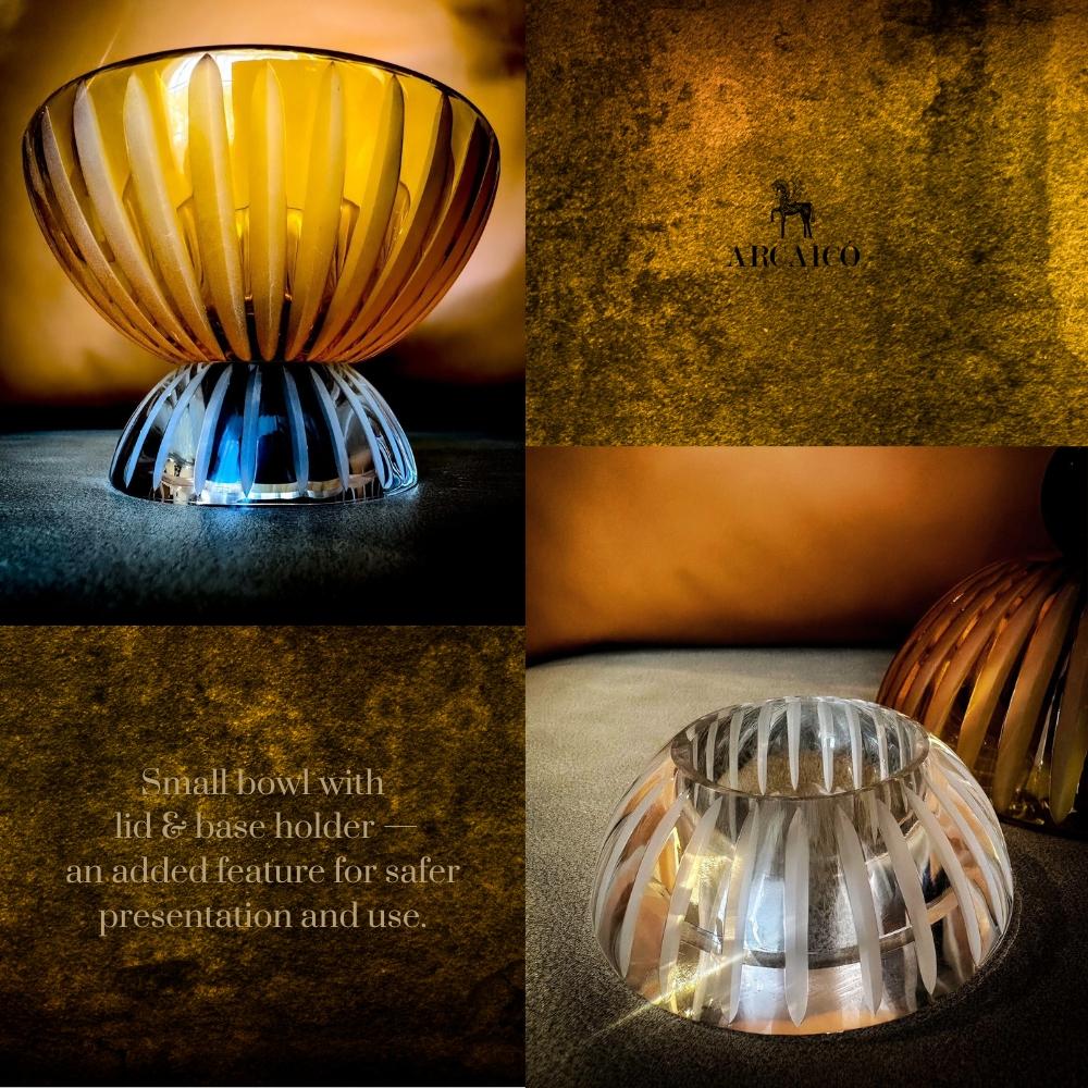Juego de cuencos decorativos de cristal hechos a mano Ambrosiá: Cuenco de cristal moderno Arcaico en Nuevo estado para la venta en Glendale, CA