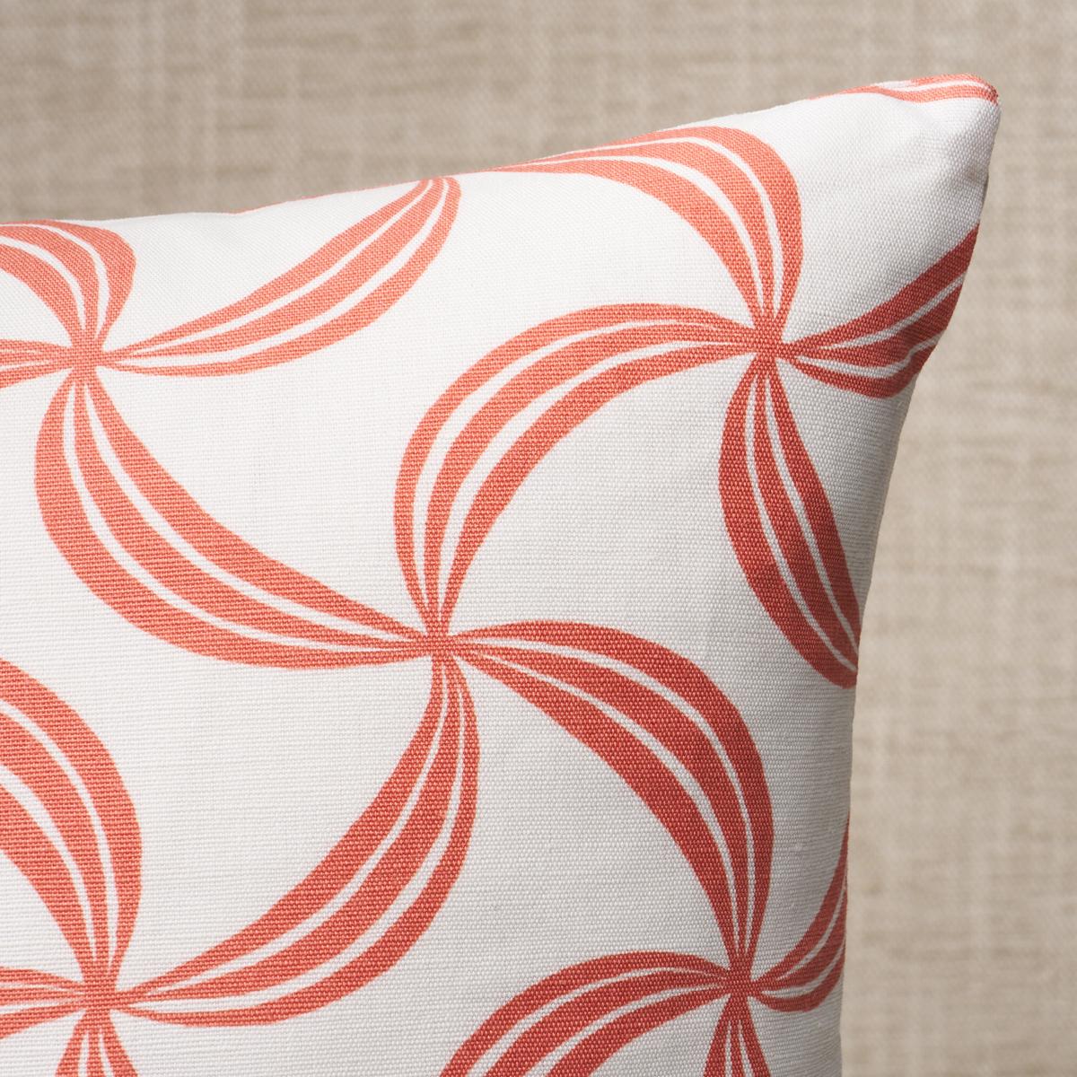 This pillow features Ambrosia with a knife edge finish. Ambrosia is a swirling, graphic pinwheel pattern with an intriguing hypnotic effect. Pillow includes a feather/down fill insert and hidden zipper closure.