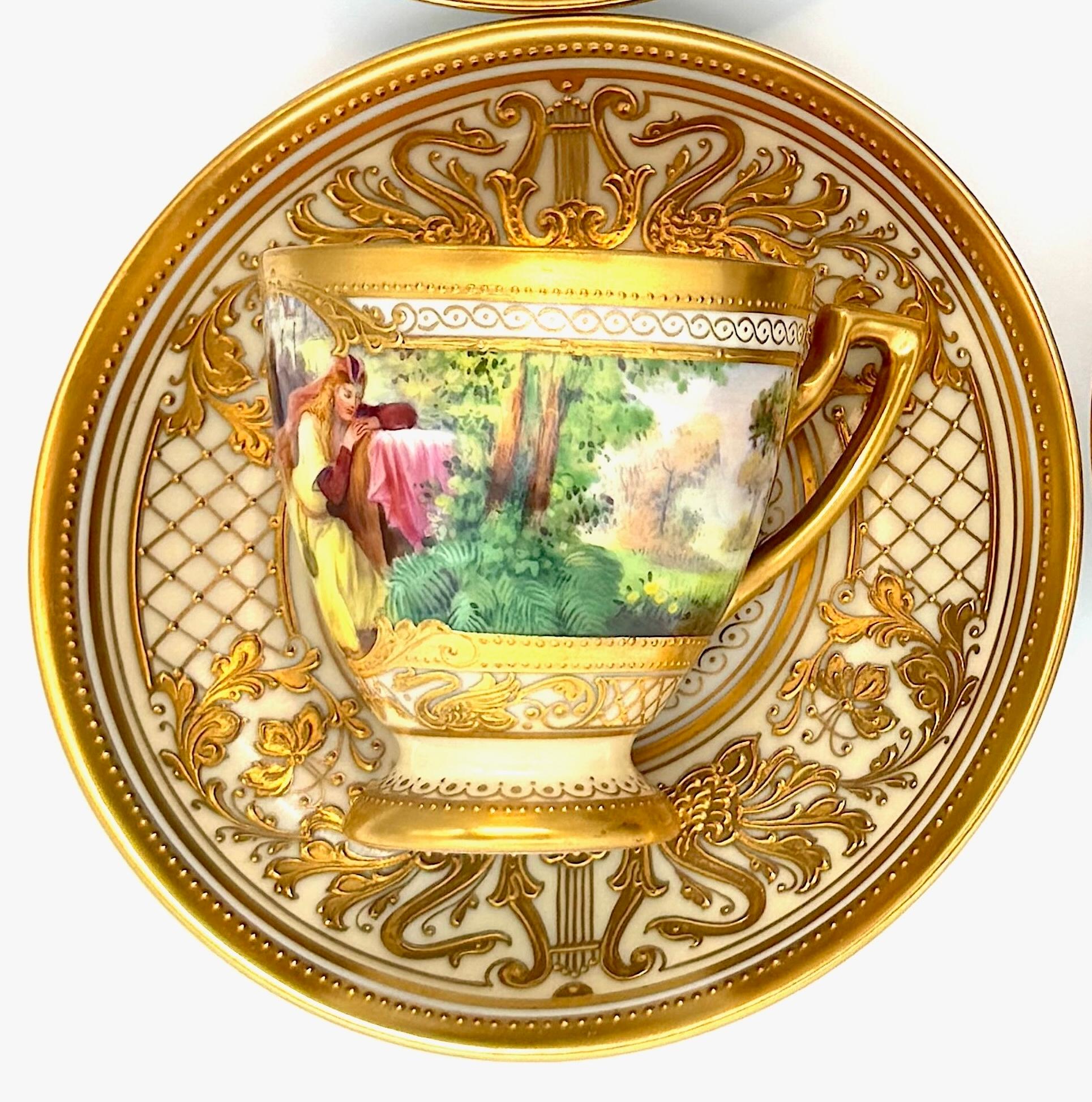 Ambrosius Lamm Dresden Opera Set Demitasse Coffee Cups set of 4 For Sale 3
