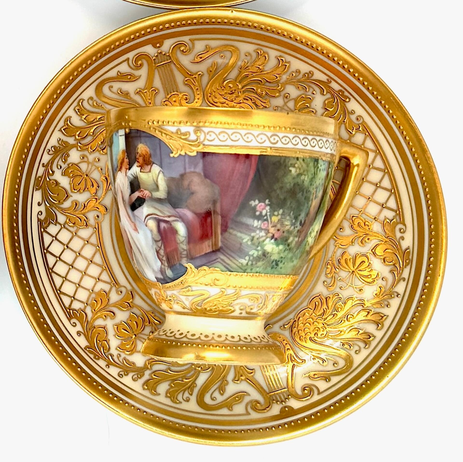 Ambrosius Lamm Dresden Opera Set Demitasse Coffee Cups set of 4 For Sale 4