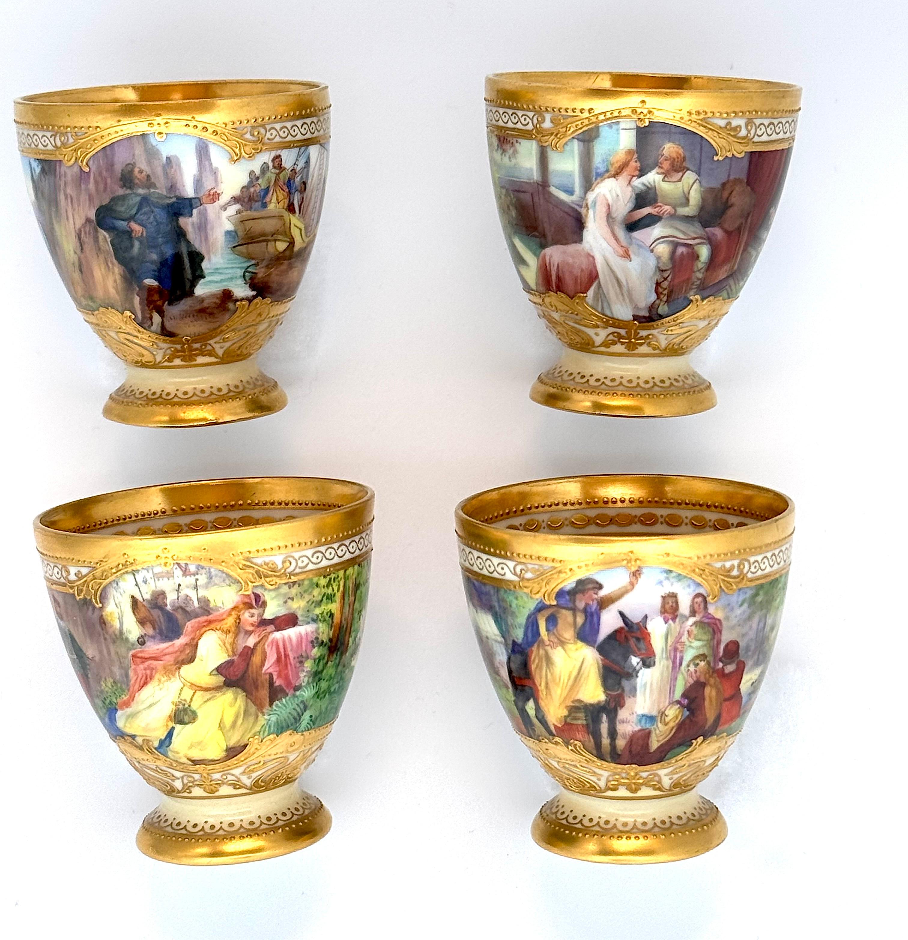 Ambrosius Lamm Dresden Opera Set Demitasse Coffee Cups set of 4 For Sale 5